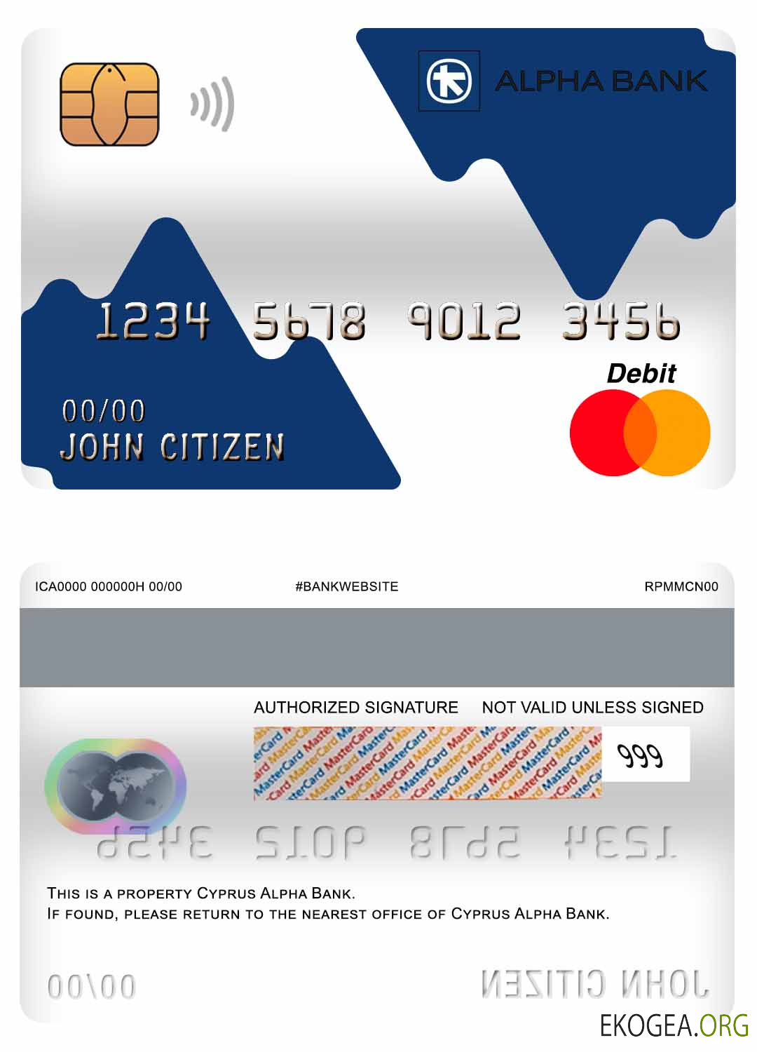 Carte de débit principale de la banque Alpha de Chypre